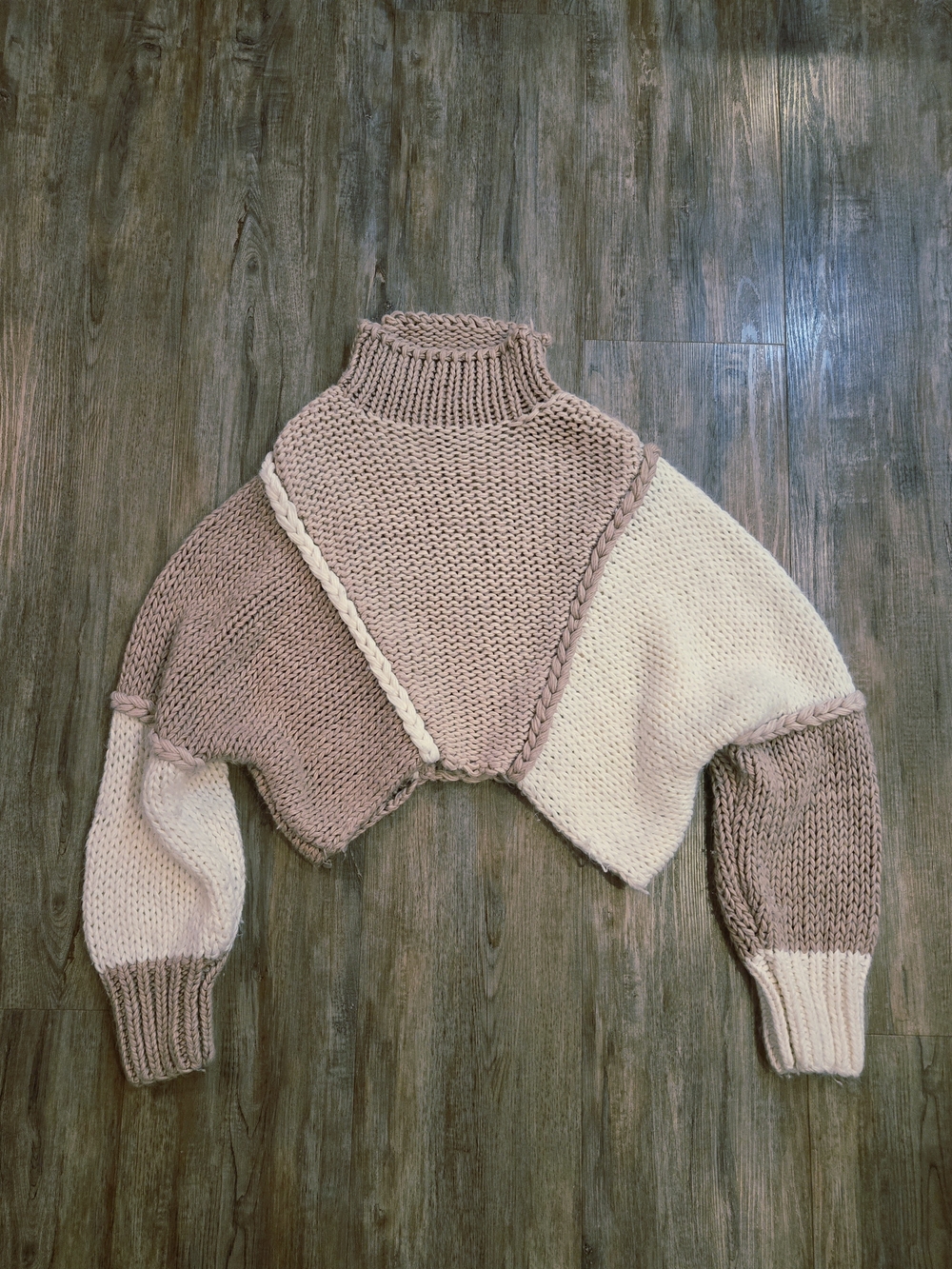 Altar'd State Two-Tone Cropped Turtleneck Sweater